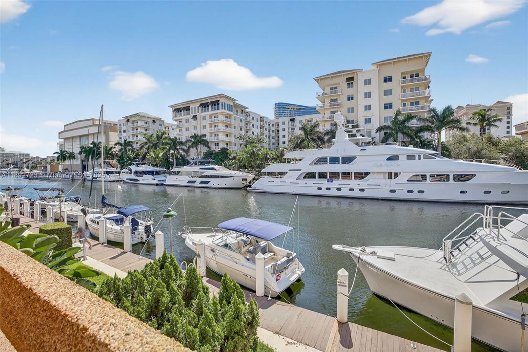This is your view. Overlooking newly constructed luxury apartment buildings, hurricane protected boat storage faciity and mega yachts!