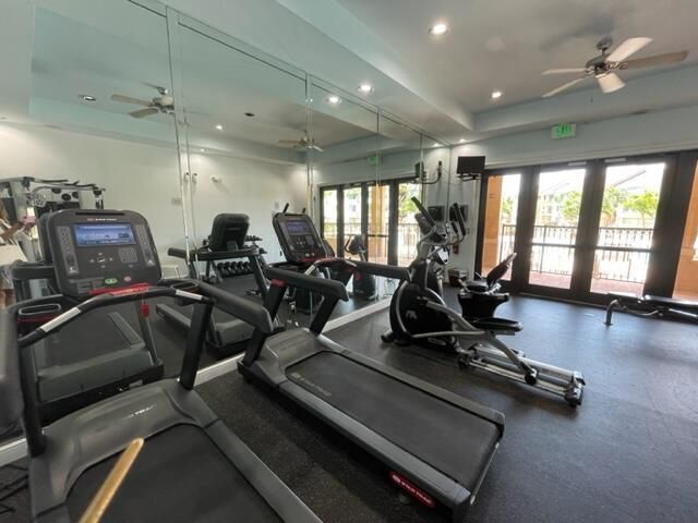 Mirabella Fitness room 2023 pool view