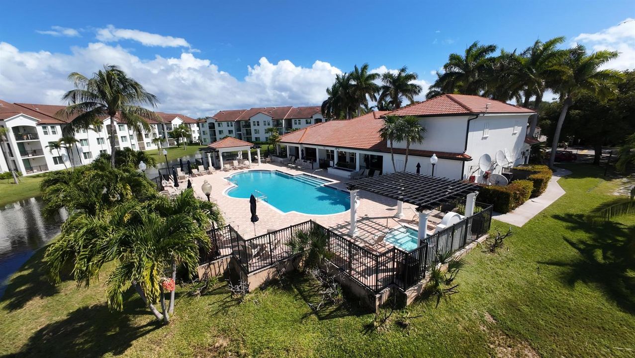 Mirabella Villas drone clubhouse looking