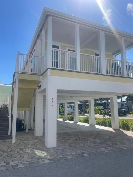Front view with stairs