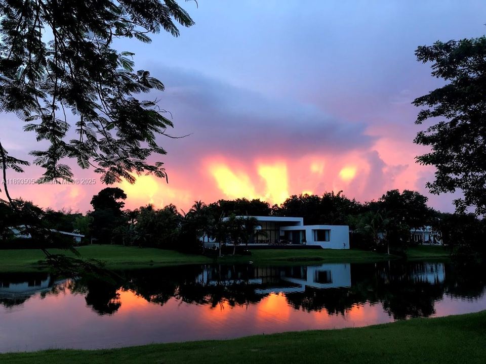 Lake view at sunset from back yard