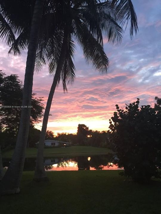 Lake view at sunset from back yard