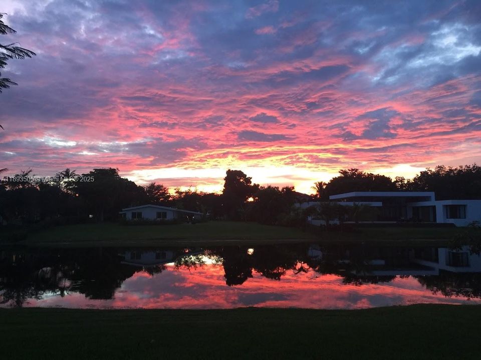 Lake view at sunset from back yard