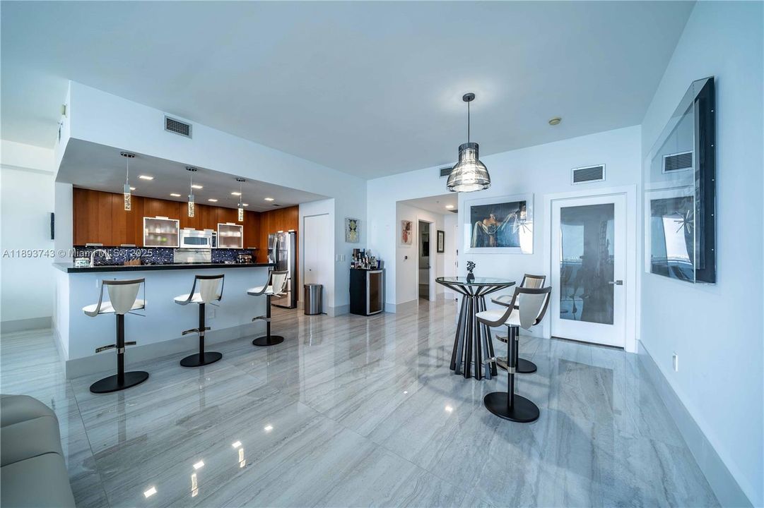 with a small dinning area