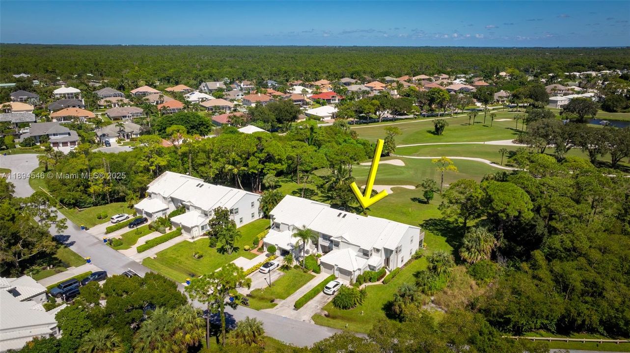 Aireal Views of the Townhome location sweeping views of the 2nd fairway and green