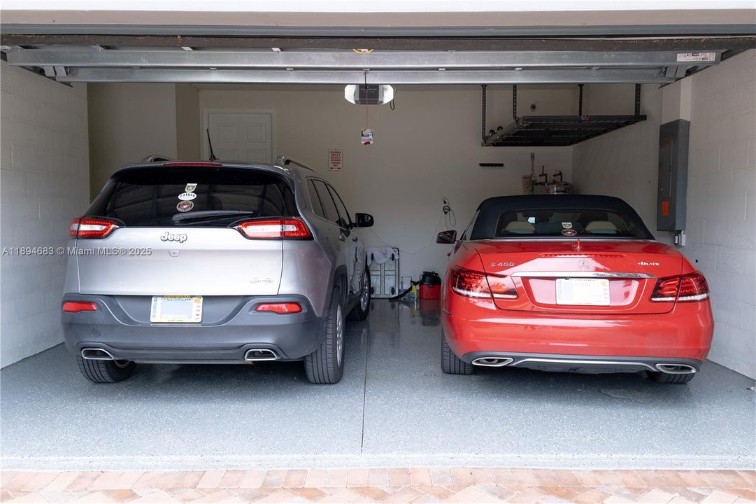 2-Car Garage Epoxy Floor & Overhead Storage