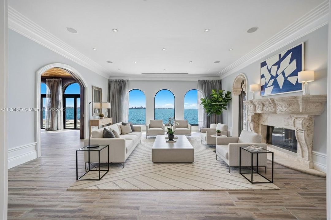 Virtually staged: suggested furnishing for bayfront living room