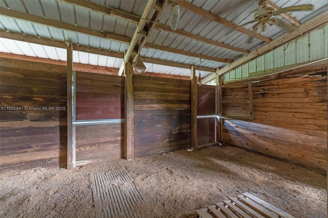 INTERIOR OF THE BARN. LARCGE BIRTHING STALL