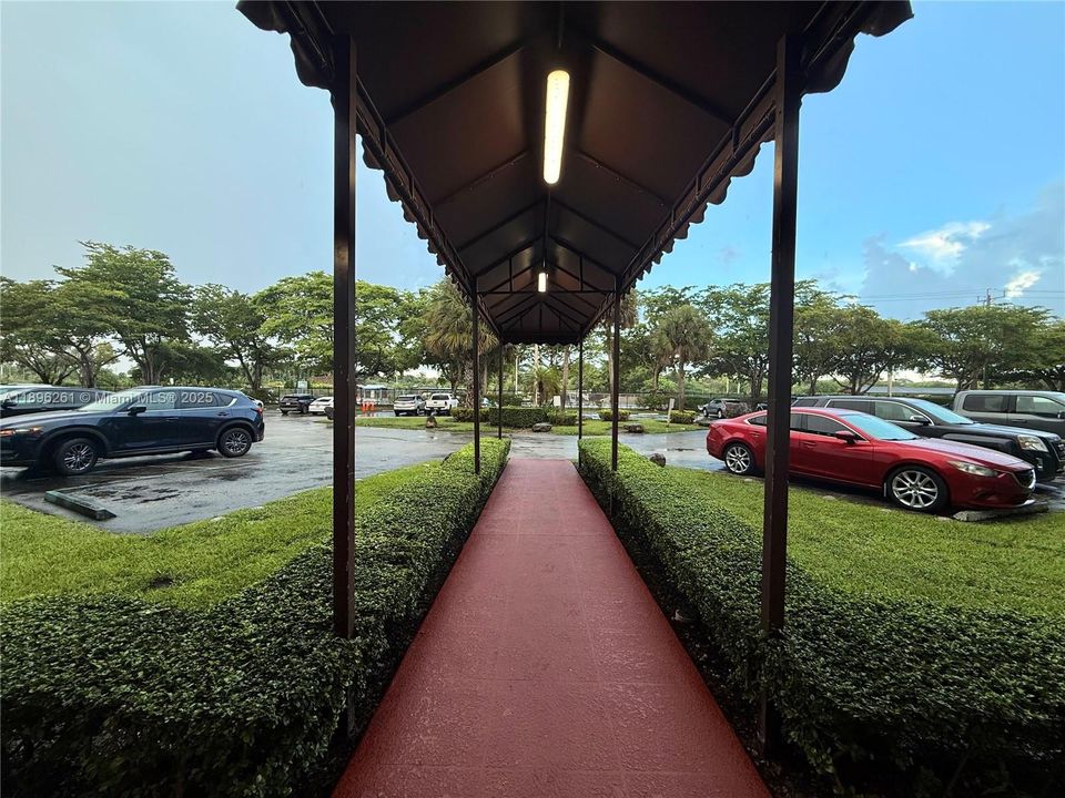 View from entry to parking