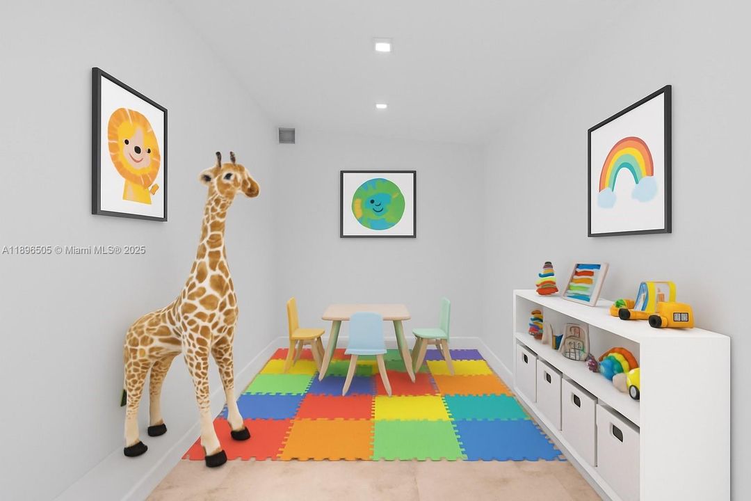Perfect space for a playroom, game room extra storage, office, or den.