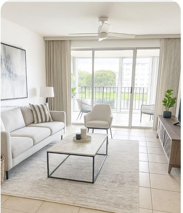 Virtually staged living room