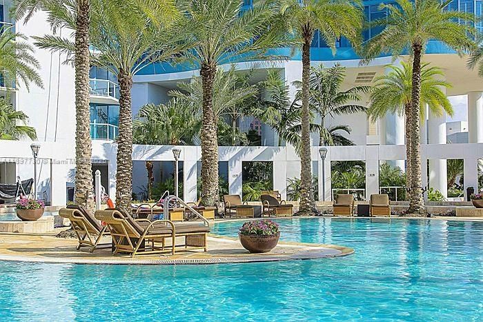 Sundrenched tropical pool deck