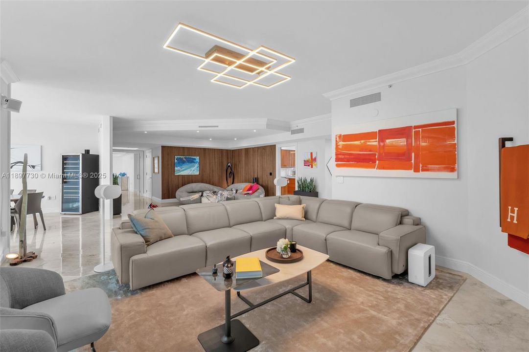 Oversized living room with multiple entertaining areas