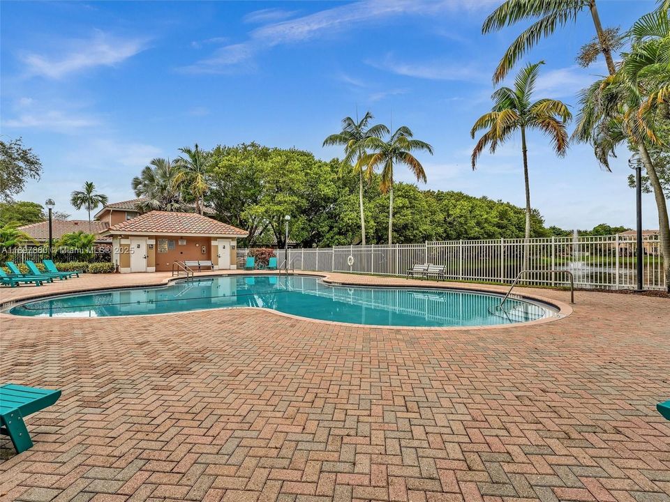 Photo shows one of two pools available to residents.