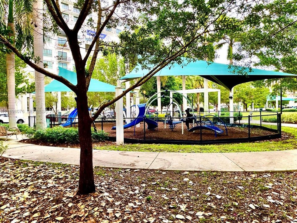 play ground park next to building