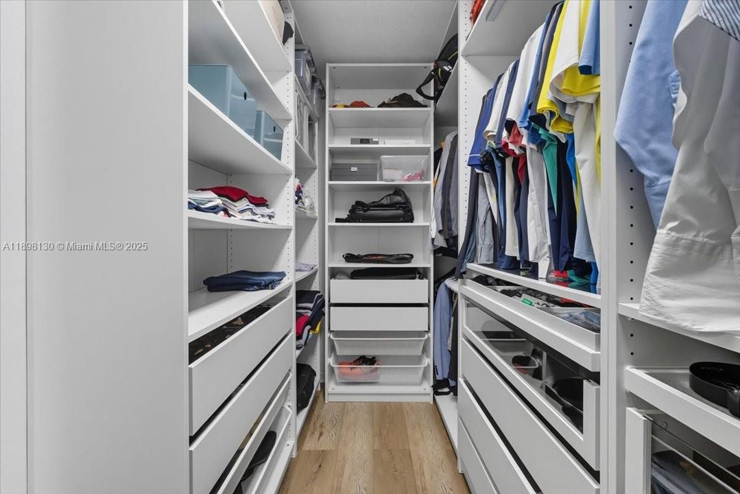 One of two closets in the master