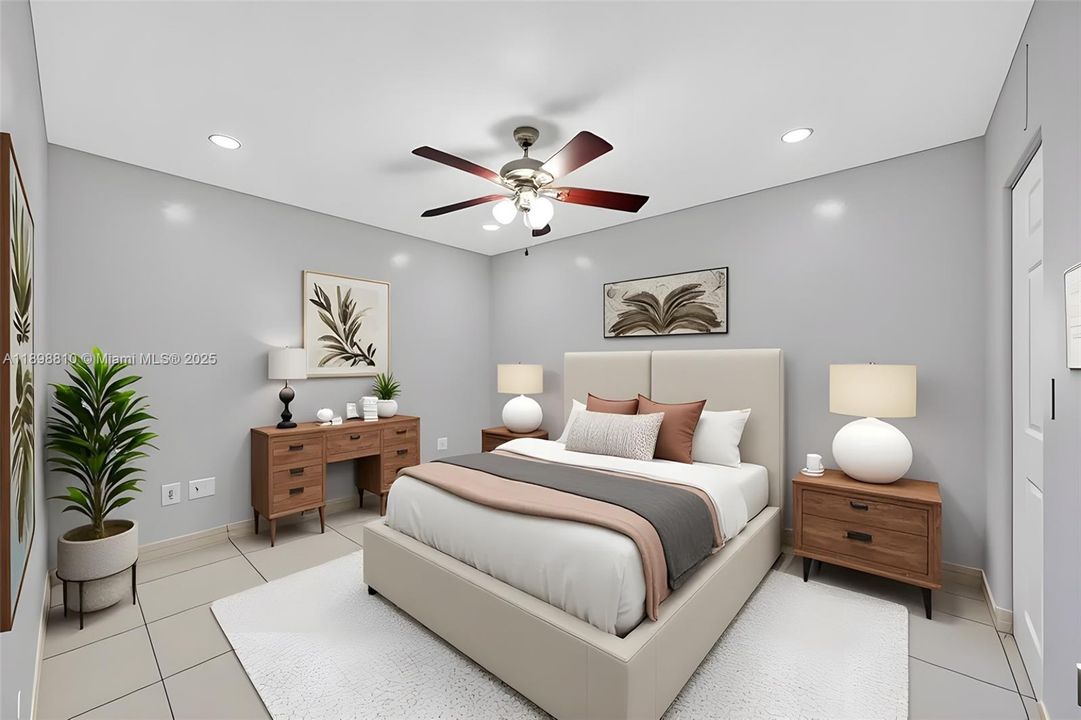 Computer Generated image of primary bedroom.