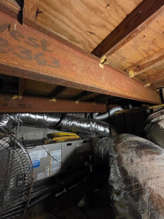 Steel beams in roof