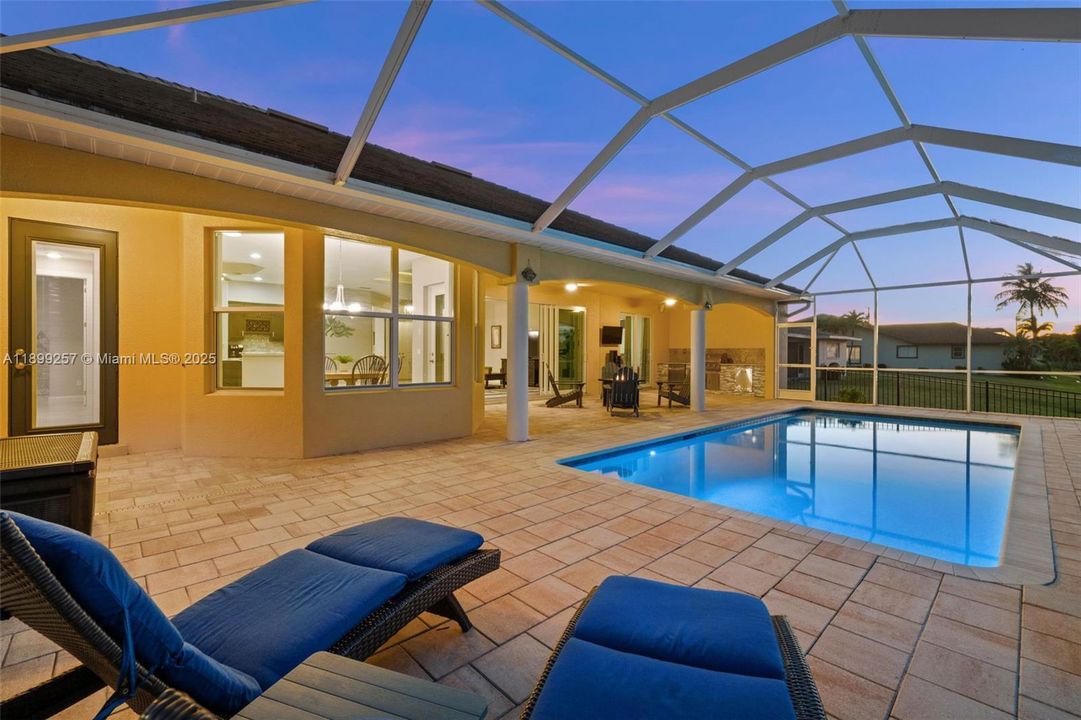 Evening view toward the covered lanai