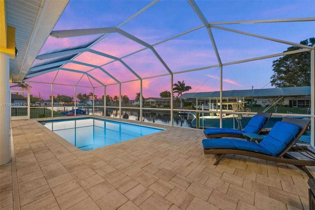 Twilight view of the pool