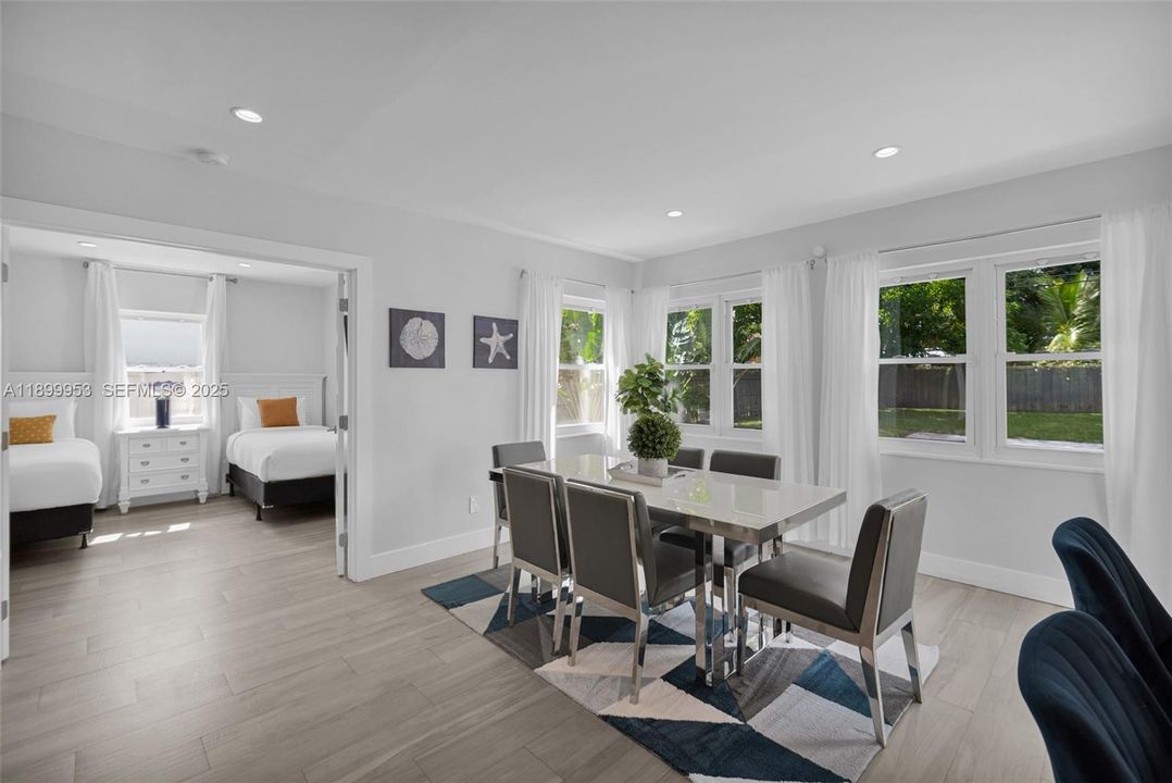 Inviting dining area filled with natural light