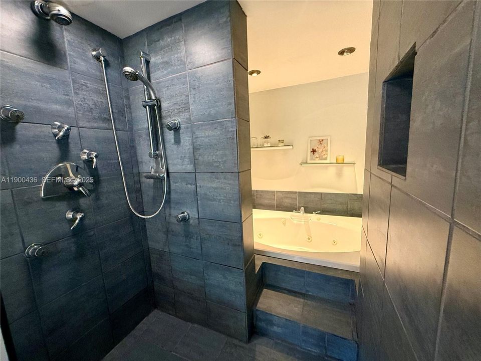 Spa like bathroom with shower & jetted tub