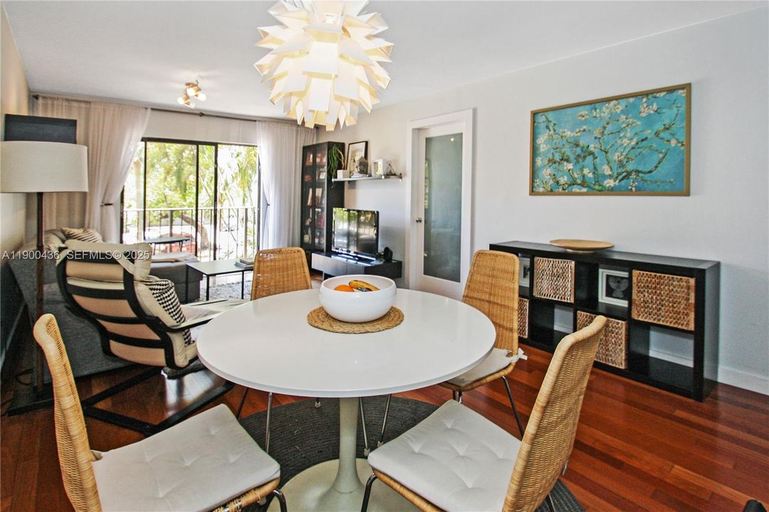 Open dining and living area