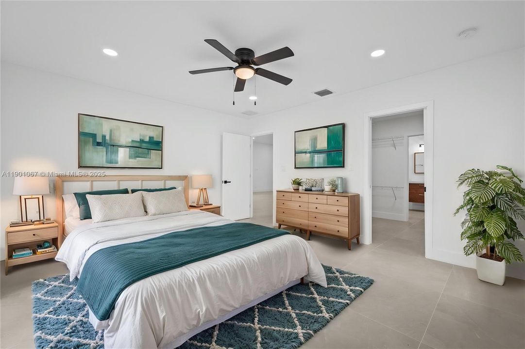 Master bedroom staged