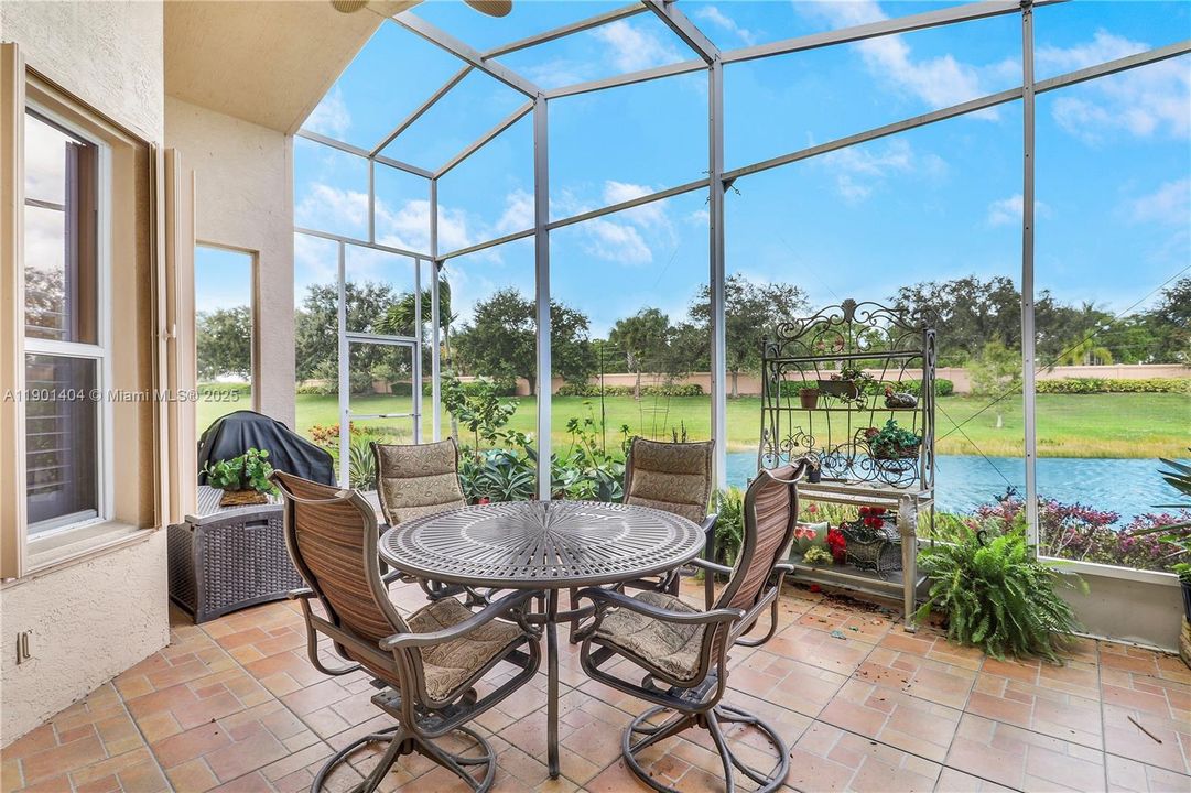 Screened patio with private water view