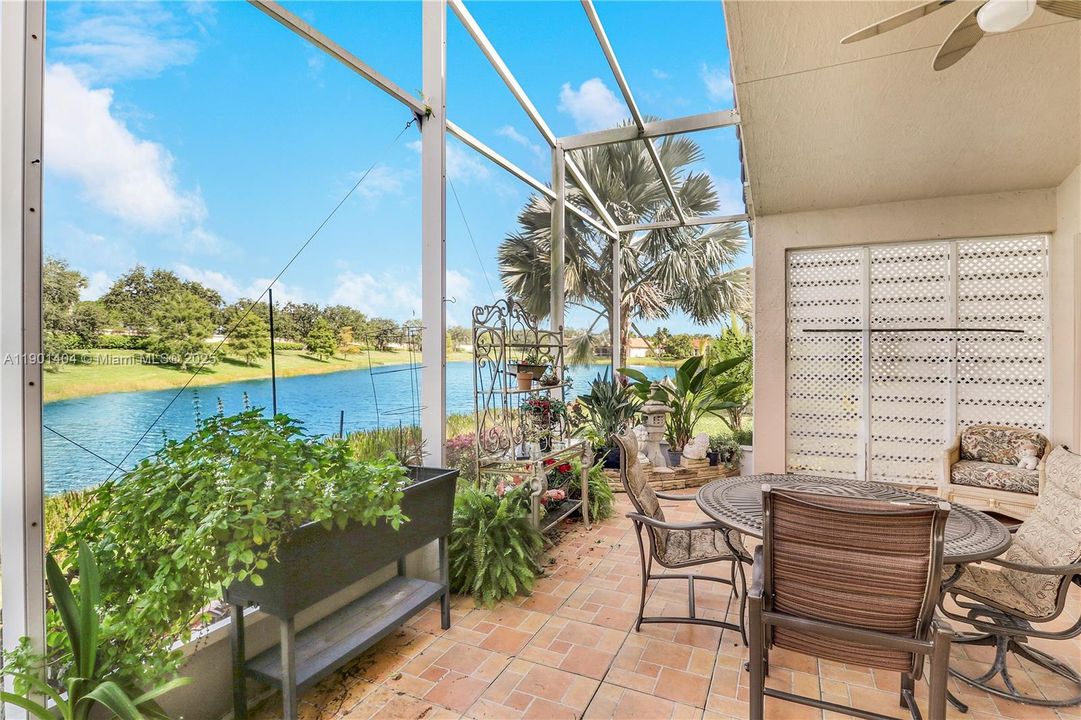 Screened patio with private water view