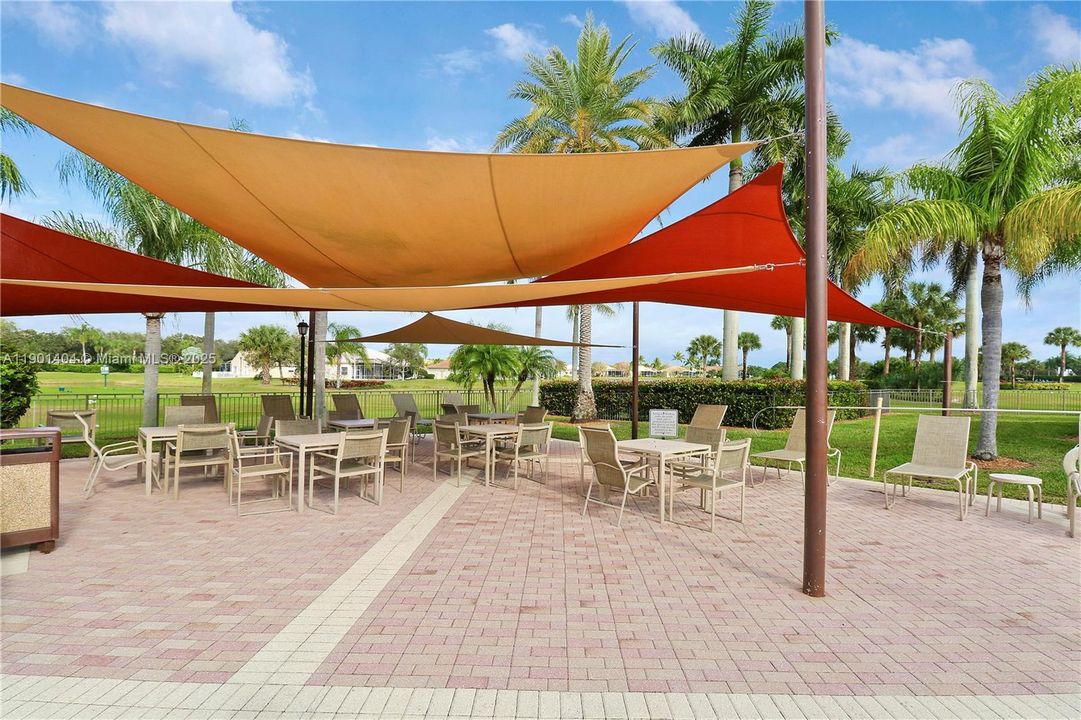 Covered clubhouse patio