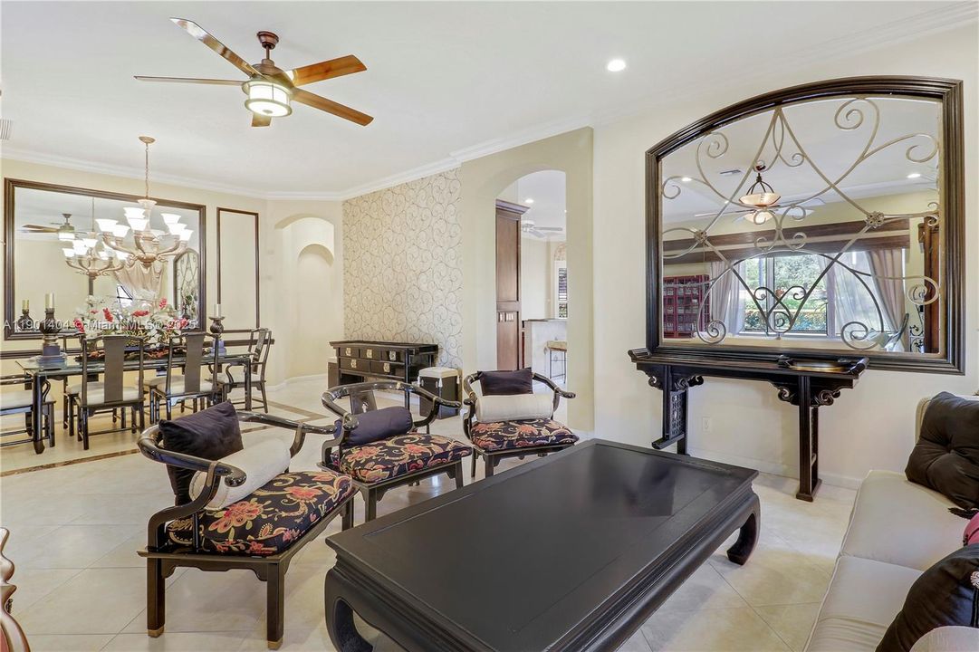 Living room view to dining room