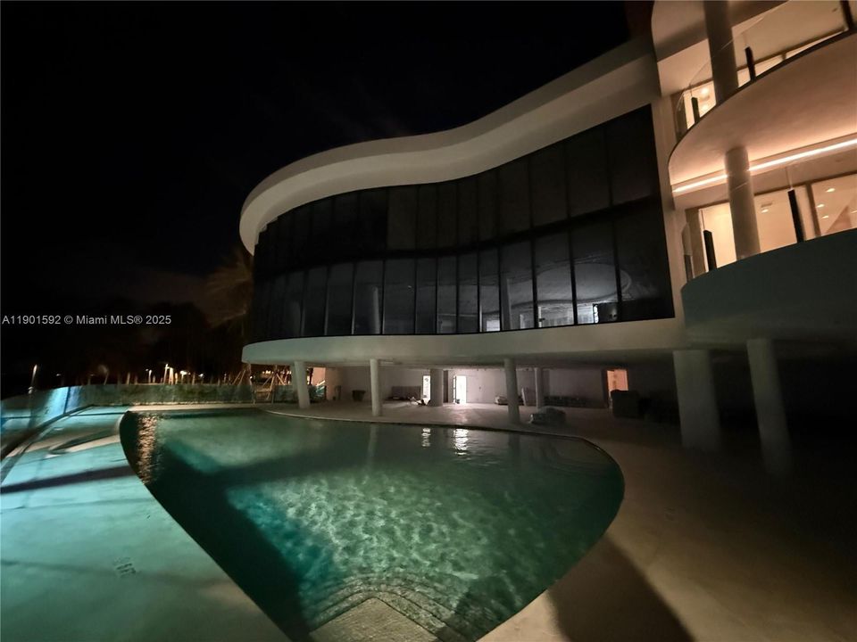 Actual photo of club pool at night