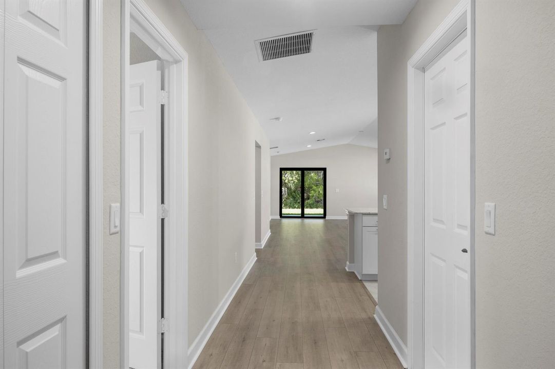 Front entry to back covered porch