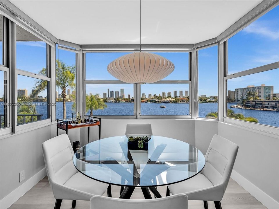 Formal dining room with windows everywhere