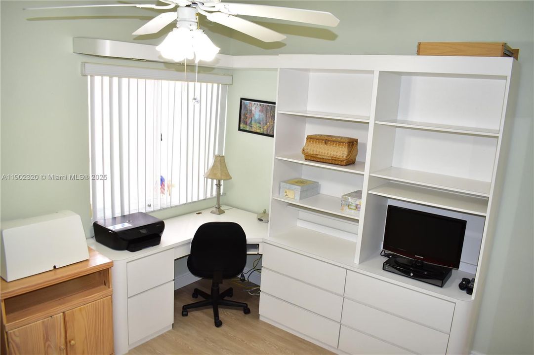 Has built ins to also function as an office.
