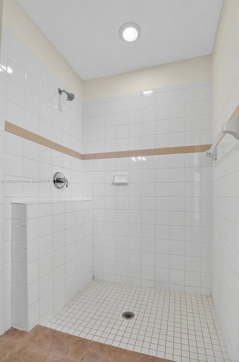 Downstairs master shower w/ pocket door to Master suite