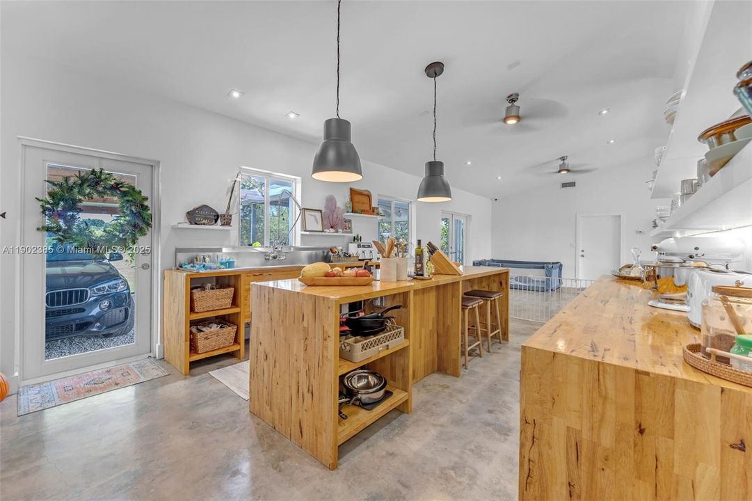 CHEFS CUSTOM MODERN ORGANIC VIBE WOOD CABINETS ALL OPEN W/ CUSTOM LIGHTING & FIXTURES, WITH ITS OWN ENTRANCE