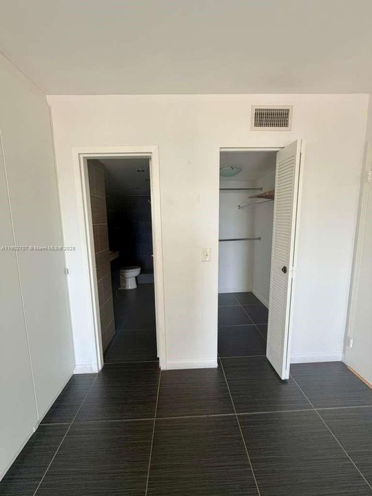 Bathroom on the left, Walk-in closet on the right