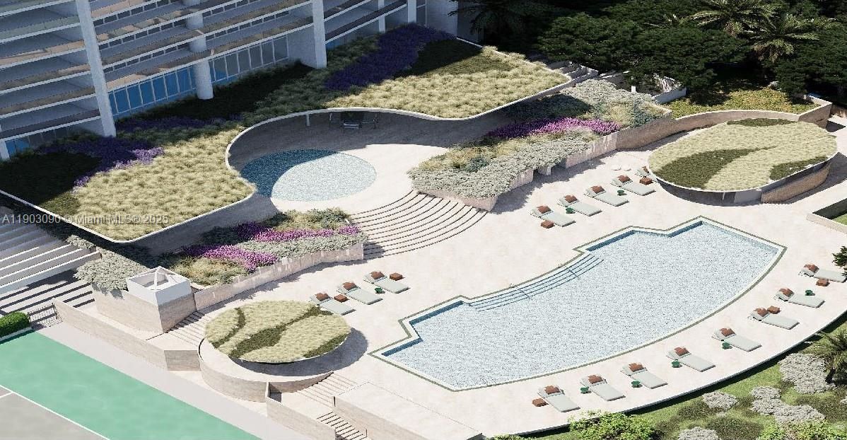 Pool area amenities renovation rendering