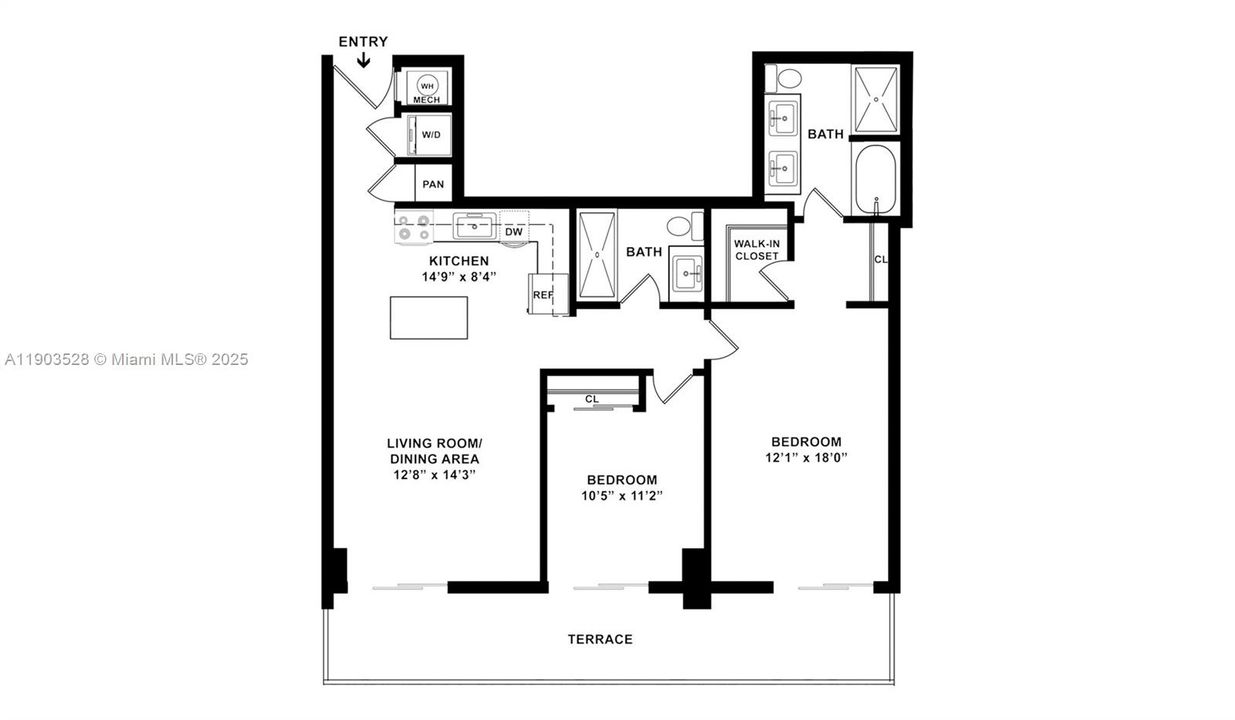 For Rent: $4,438 (2 beds, 2 baths, 1185 Square Feet)