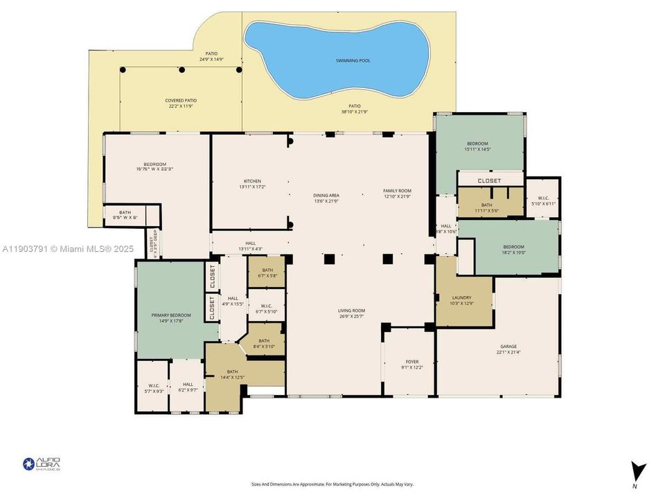 For Sale: $2,900,000 (4 beds, 3 baths, 3611 Square Feet)