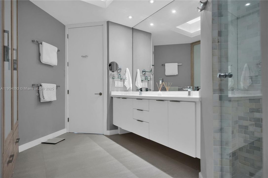 Spa-like retreat, floating vanity.