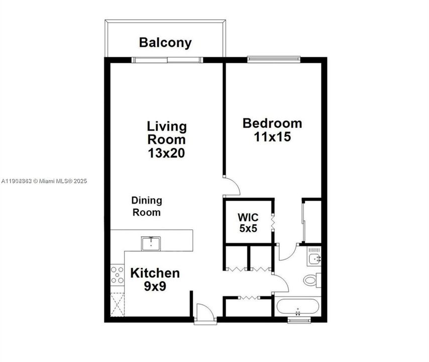 合同活跃: $1,700 (1 贝兹, 1 浴室, 712 平方英尺)