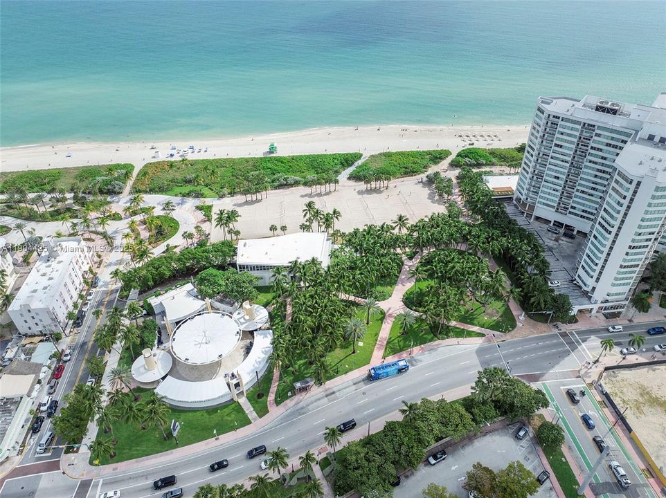Bandshell right on the left of the building