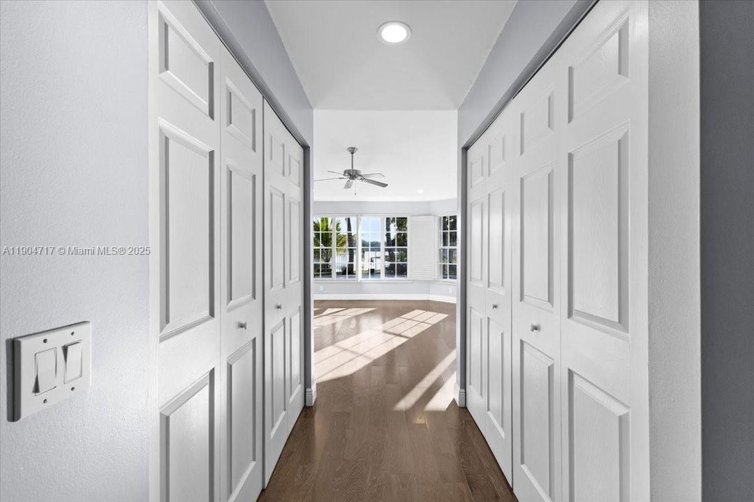 Hallway and double walk-in closets