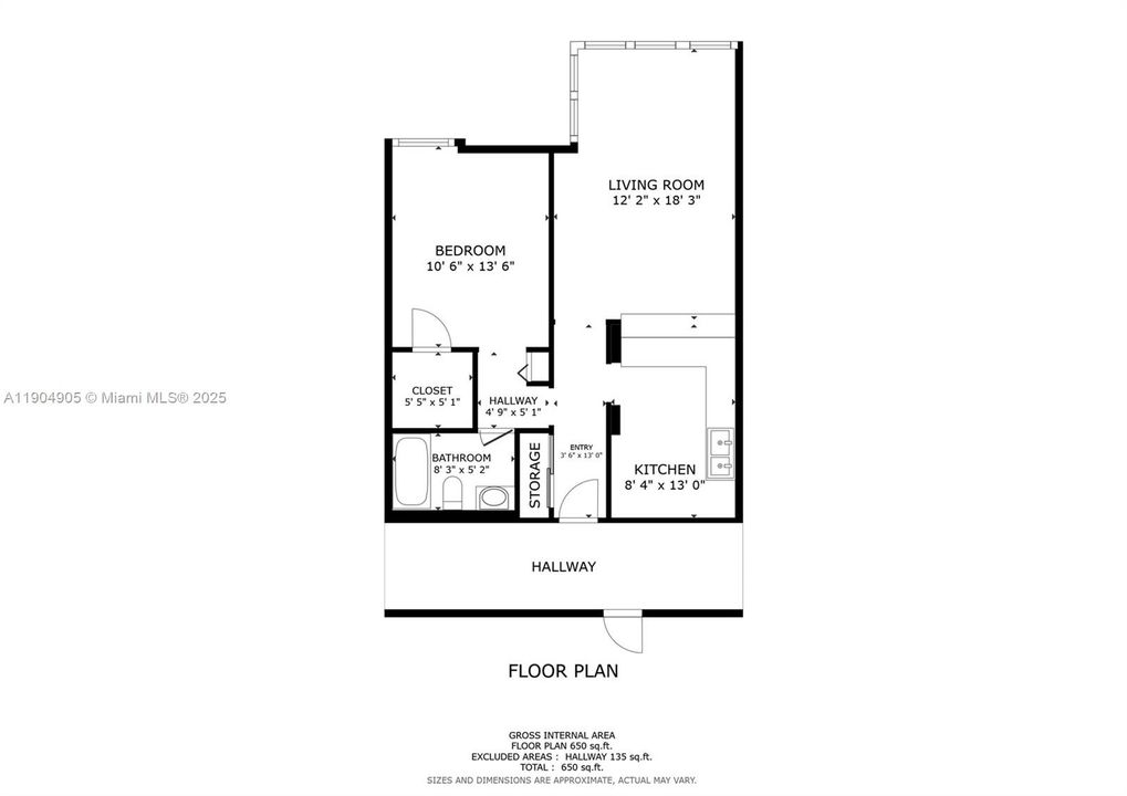 For Rent: $1,650 (1 beds, 1 baths, 546 Square Feet)