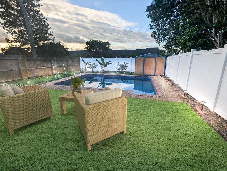 Virtually Staged back yard