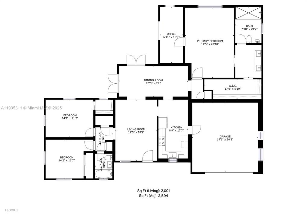 Active With Contract: $1,700,000 (3 beds, 2 baths, 2001 Square Feet)