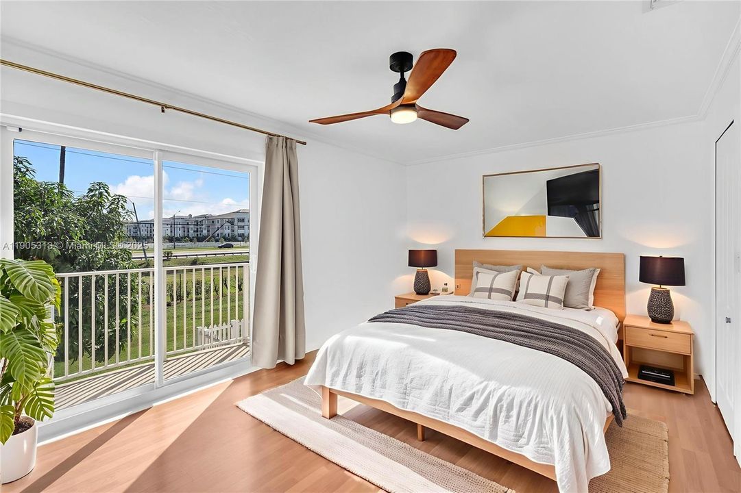 Virtually staged Master Bedroom.